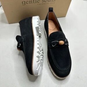 New Gentle Souls by Kenneth Cole Womens Eugene Lug Bit Blk Loafers Shoes Slip On